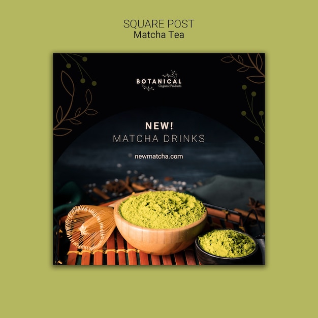 PSD gratuit concept de poteau carré thé matcha