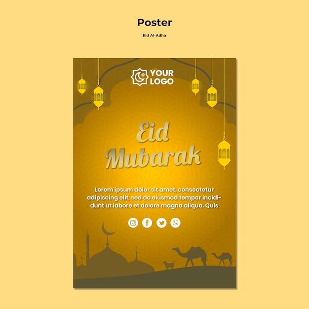 PSD gratuit conception d'affiche eid al adha