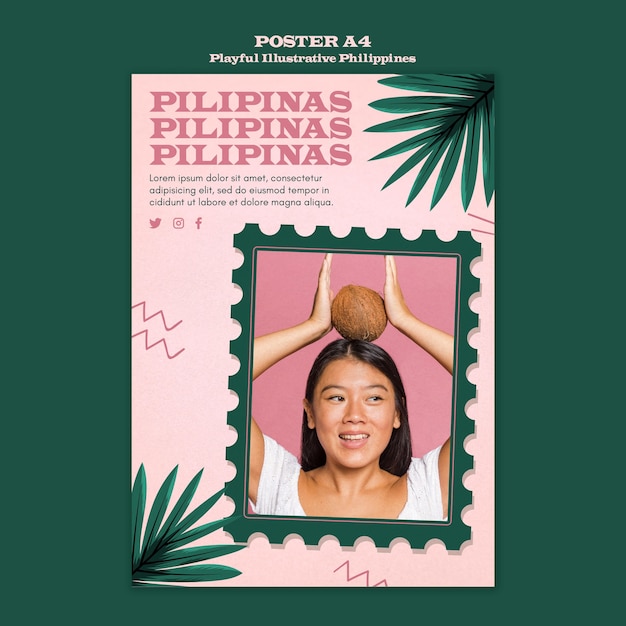 PSD gratuit conception d'affiche illustrée aux philippines