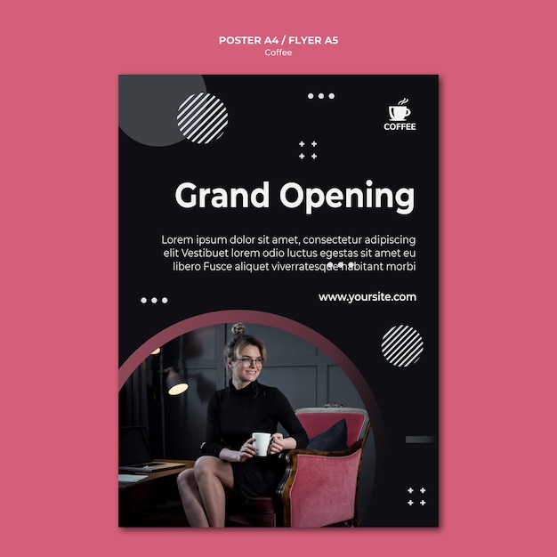 PSD gratuit conception d'affiche d'ouverture de café