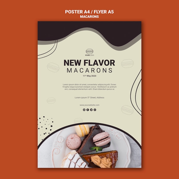 PSD gratuit conception d'affiche savoureux macarons