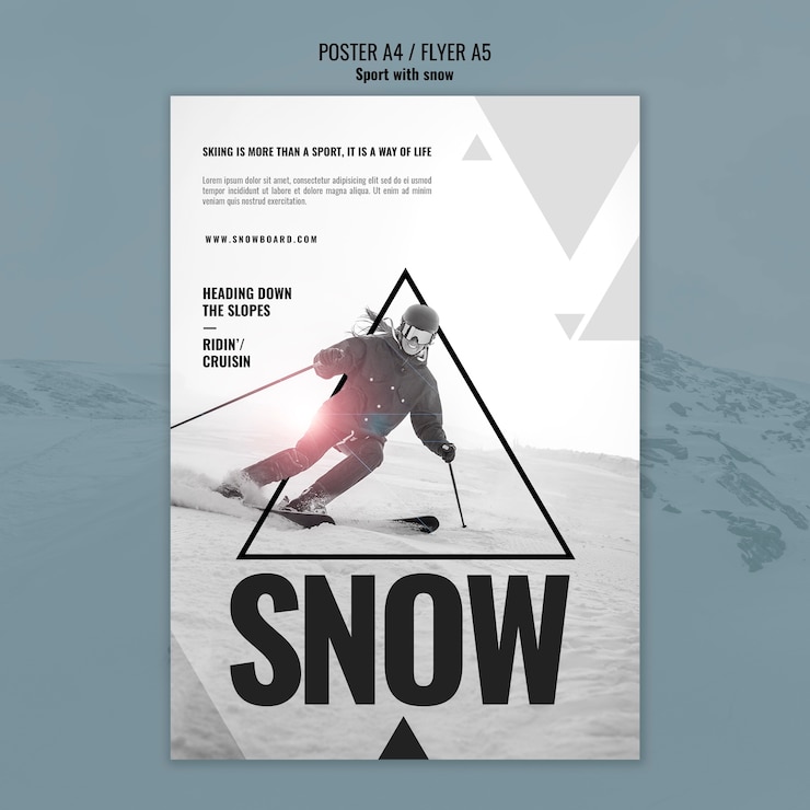 PSD gratuit conception d'affiches de sports de neige