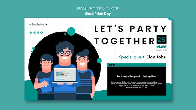 PSD gratuit conception de bannière de jour de fierté de geek