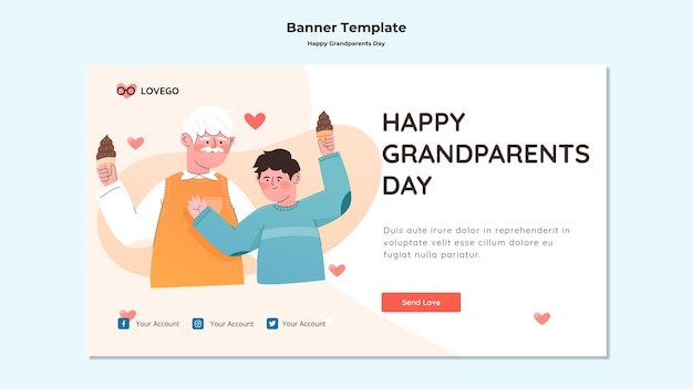 PSD gratuit conception de bannière de jour de grands-parents heureux