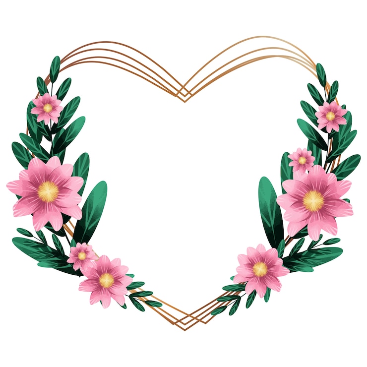 PSD gratuit conception d'un cadre à cœur floral