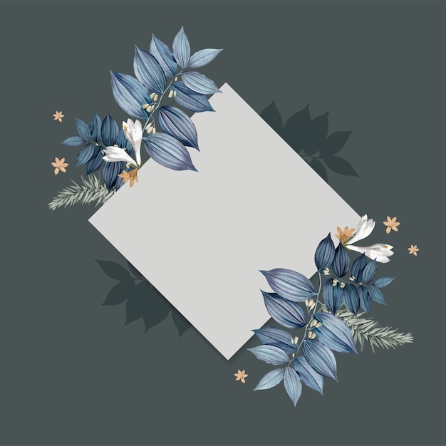 PSD gratuit conception de carte carrée blanc floral bleu