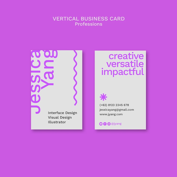 PSD gratuit conception de carte de visite pour jessica yang: interface, visuel et illustrateur