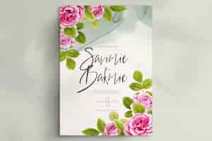 PSD gratuit conception de cartes roses aquarelle belle main