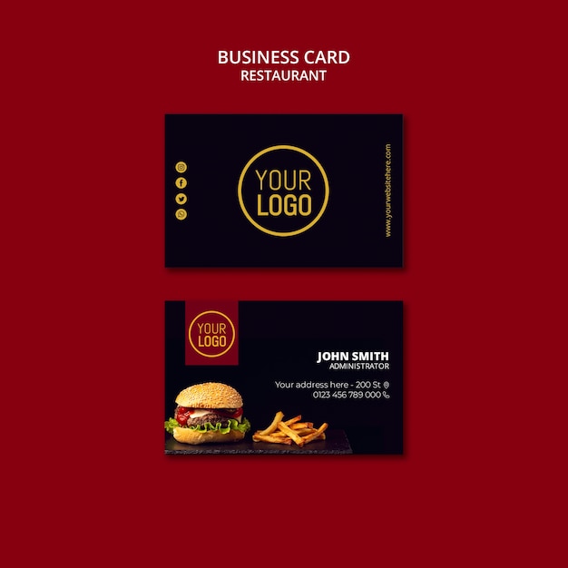 Conception de cartes de visite pour restaurant