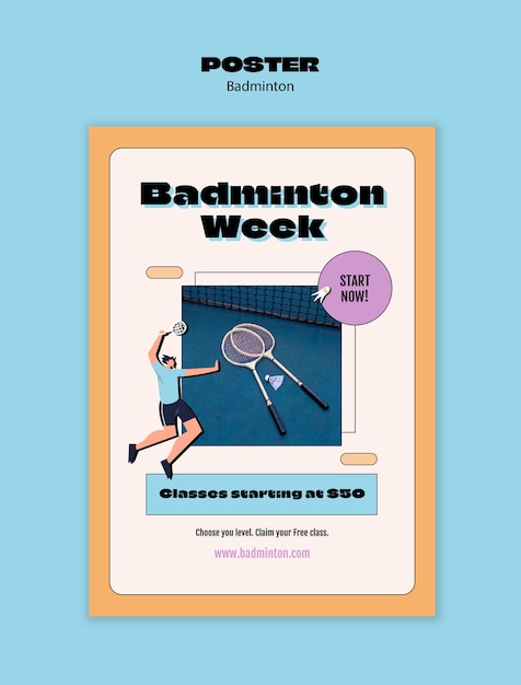 PSD gratuit conception du modèle de badminton