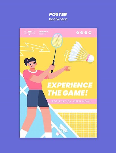 PSD gratuit conception du modèle de badminton