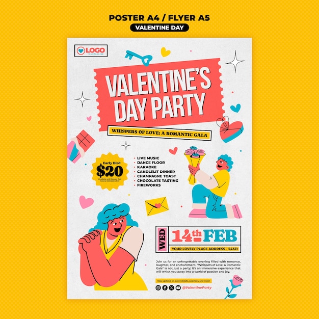 PSD gratuit conception du modèle du jour de la saint-valentin