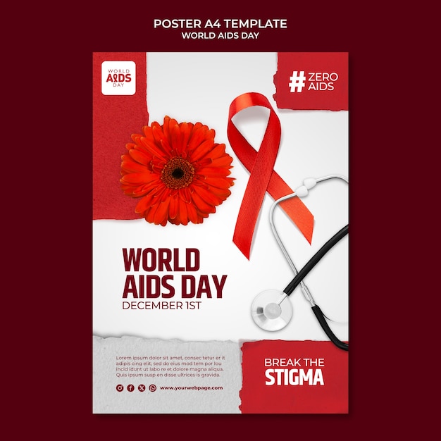 PSD gratuit conception du modèle de la journée mondiale du sida