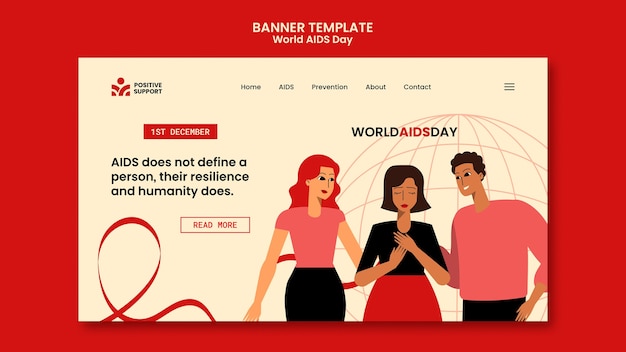 PSD gratuit conception du modèle de la journée mondiale du sida