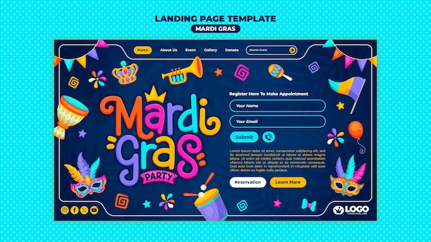 PSD gratuit conception du modèle de mardi gras