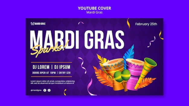 PSD gratuit conception du modèle de mardi gras