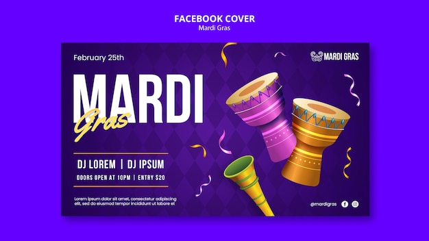 PSD gratuit conception du modèle de mardi gras