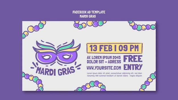 PSD gratuit conception du modèle de mardi gras