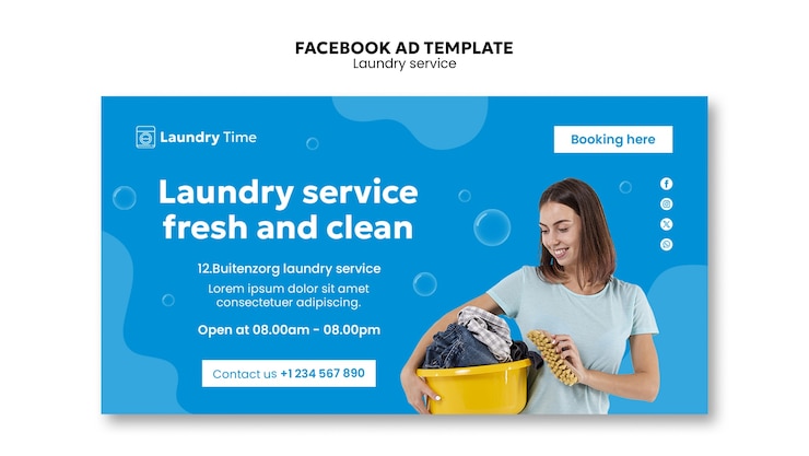 PSD gratuit conception du modèle de service de blanchisserie