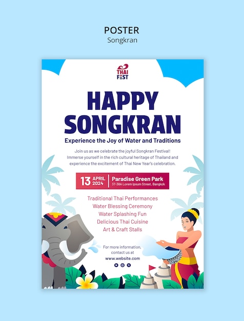 PSD gratuit conception du modèle de songkran