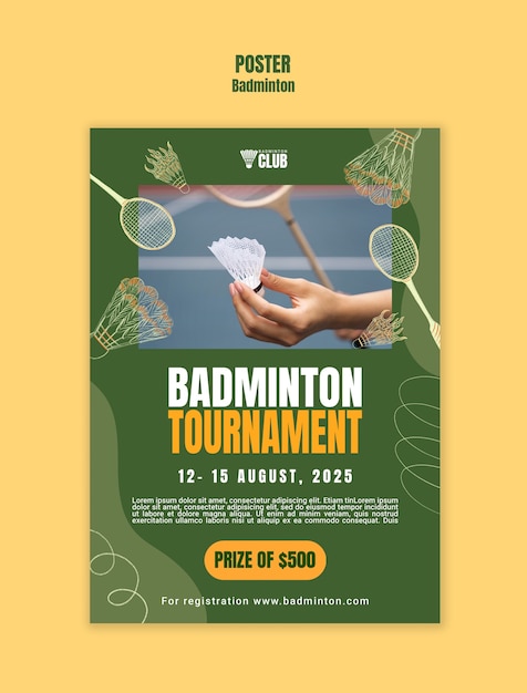 PSD gratuit conception du thème du badminton