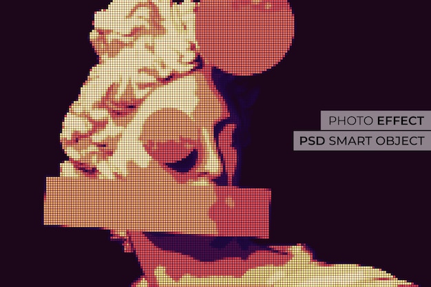 PSD gratuit conception d'effet photo pixel