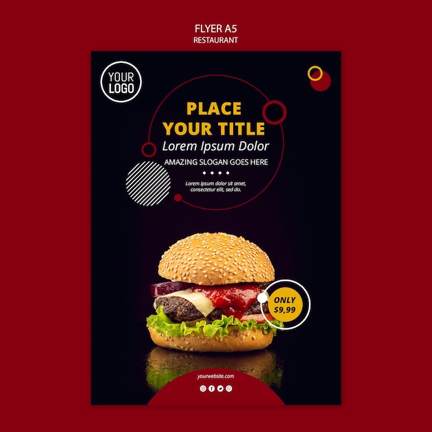 PSD gratuit conception de flyer a5 pour restaurant