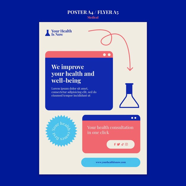 Conception de flyer bannière médicale minimaliste