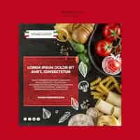 PSD gratuit conception de flyer carré de cuisine italienne
