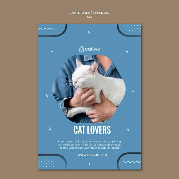 PSD gratuit conception de flyer concept amoureux des chats