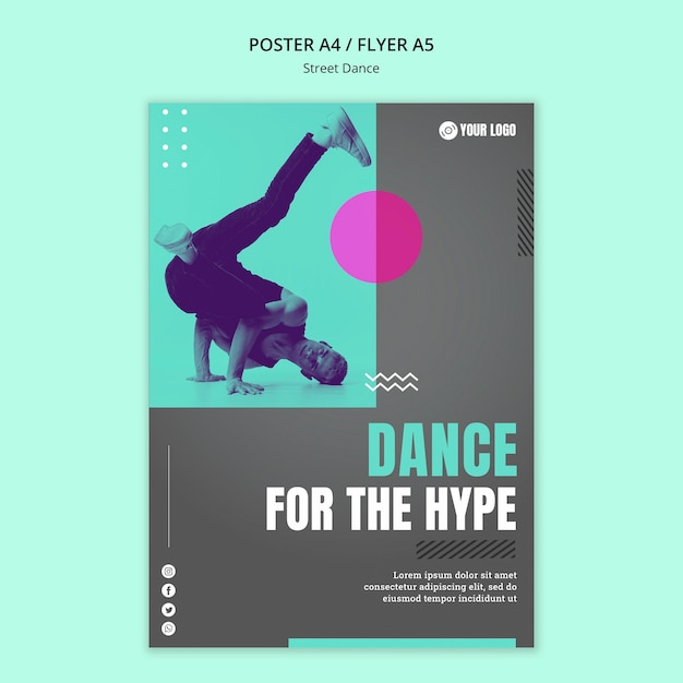 PSD gratuit conception de flyer concept danse de rue