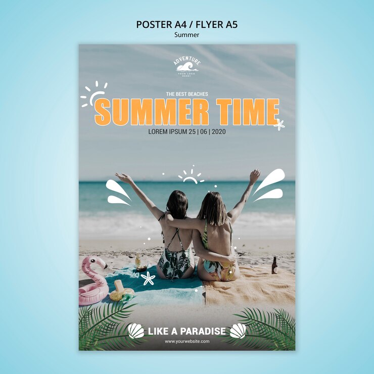 PSD gratuit conception de flyer concept été