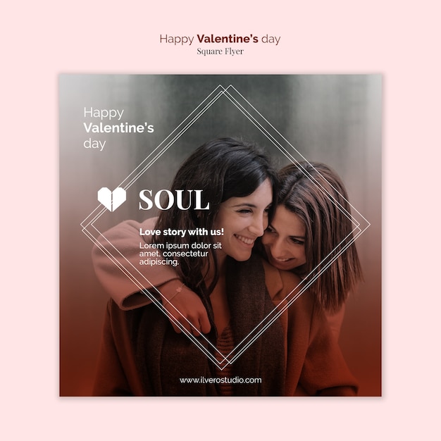 PSD gratuit conception de flyer pour le couple de femmes saint valentin