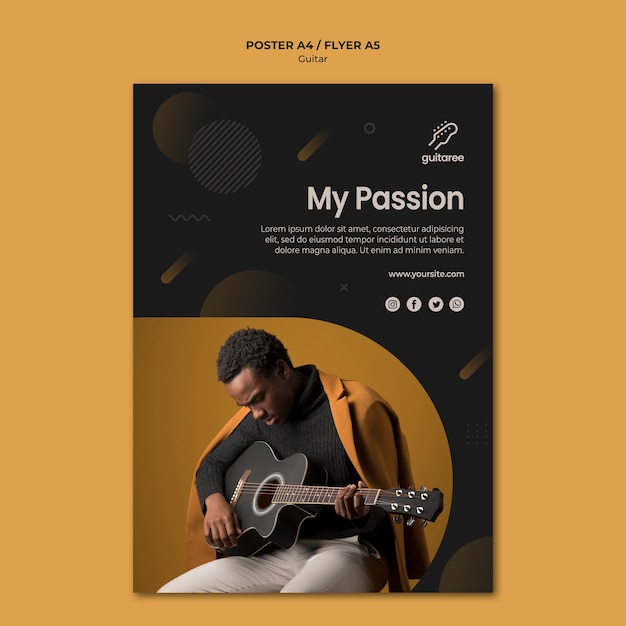 PSD gratuit conception de flyer pour guitariste