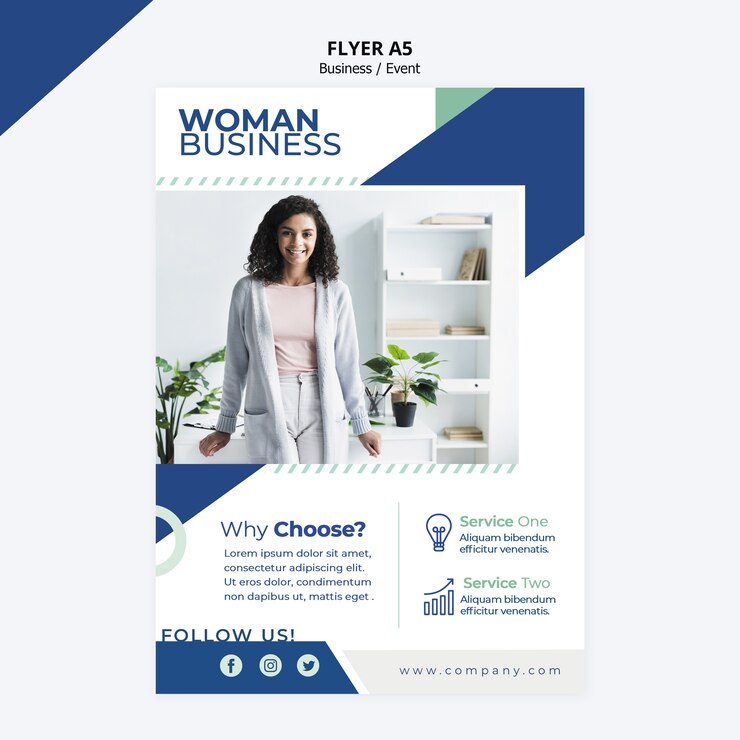 PSD gratuit conception de flyer pour modèle de femme d'affaires