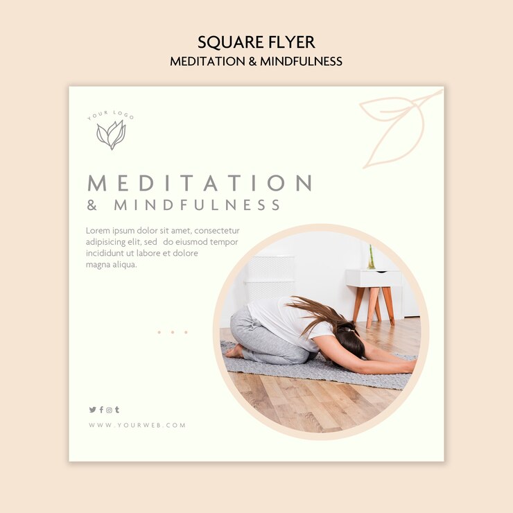 PSD gratuit conception de flyers de méditation et de pleine conscience