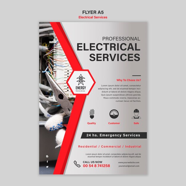 Conception de flyers de services d'experts en électricité