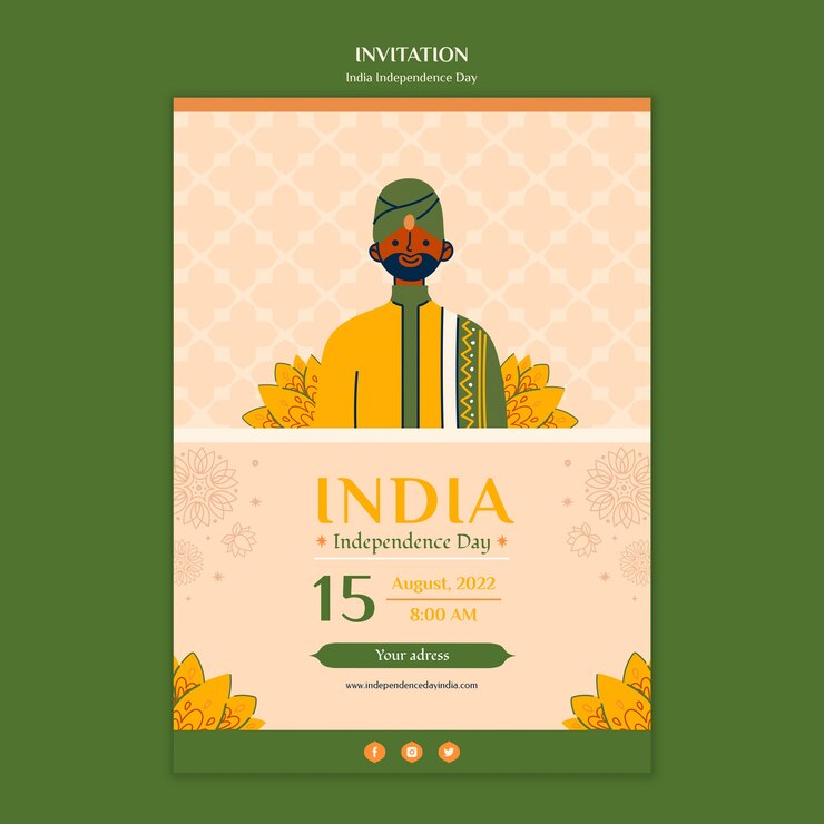PSD gratuit conception d'invitation à la fête de l'indépendance de l'inde