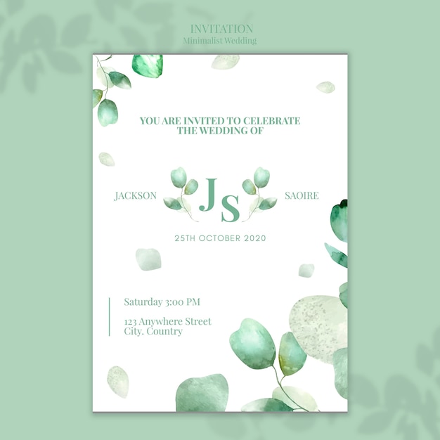 PSD gratuit conception d'invitation de mariage minimaliste