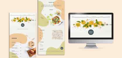 PSD gratuit conception de menus pour brunch avec ordinateur