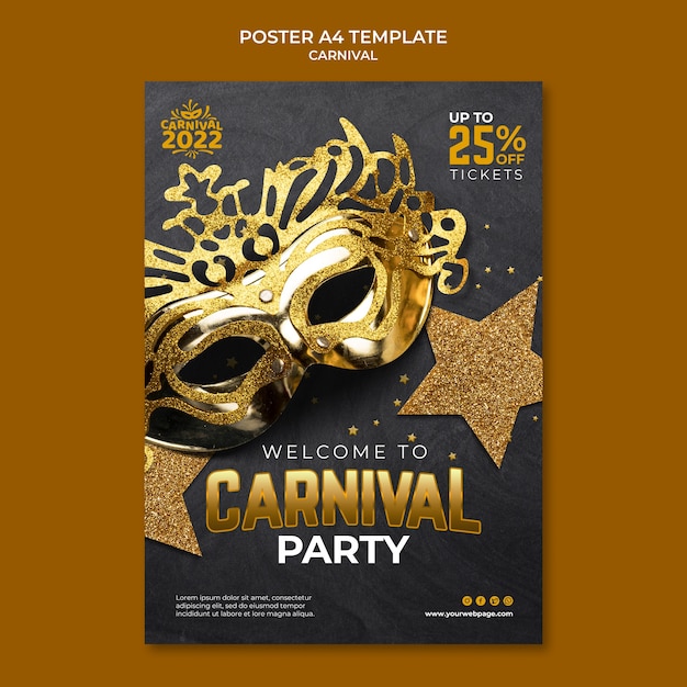 Conception de modèle d'affiche de carnaval réaliste