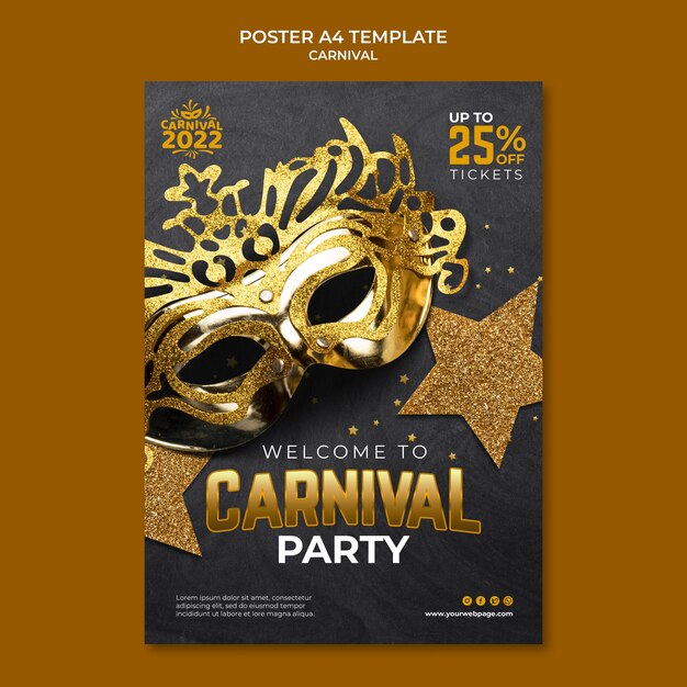 Conception de modèle d'affiche de carnaval réaliste