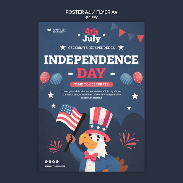 PSD gratuit conception de modèle d'affiche du 4 juillet