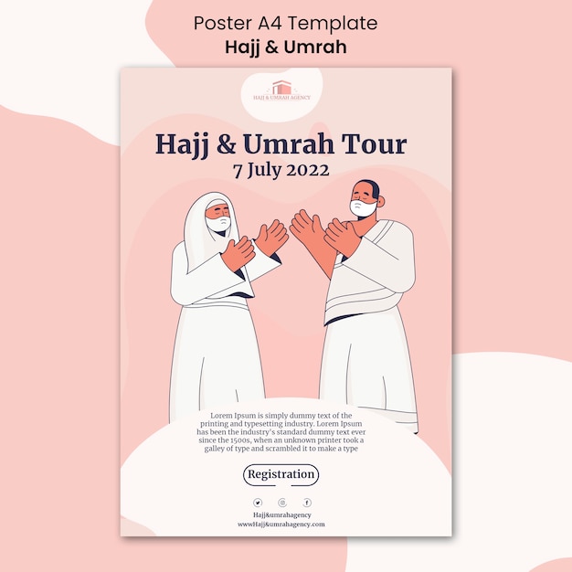 PSD gratuit conception de modèle d'affiche du hajj