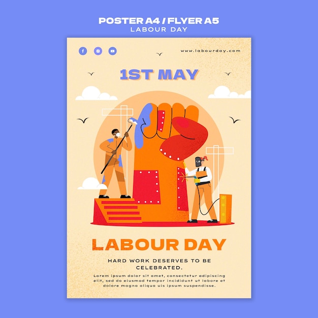 PSD gratuit conception de modèle d'affiche de la fête du travail