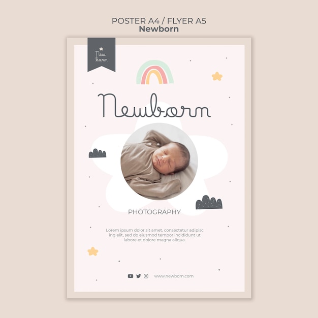 Conception De Modèle D'affiche Et De Flyer Pour Bébé Nouveau-né