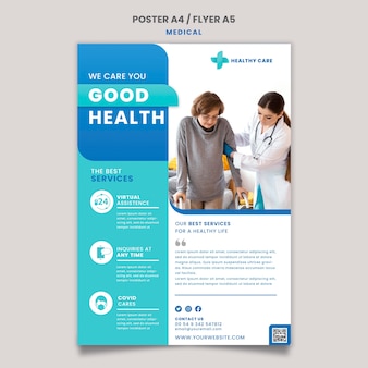 Conception de modèle d'affiche et de flyer de soins médicaux