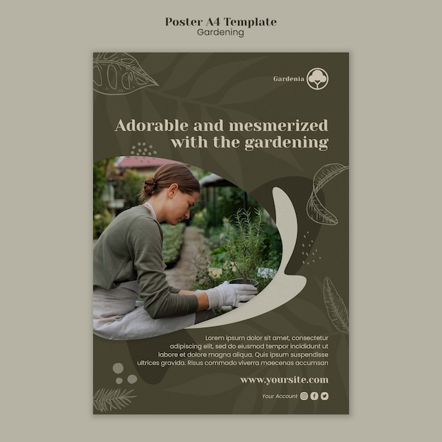 PSD gratuit conception de modèle d'affiche de jardinage