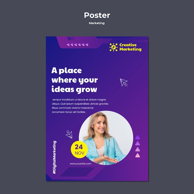 Conception de modèle d'affiche marketing dégradé