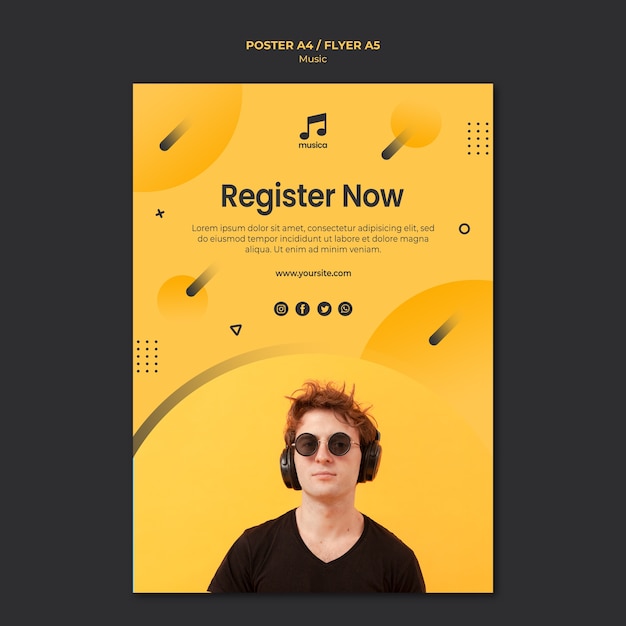 PSD gratuit conception de modèle d'affiche de musique